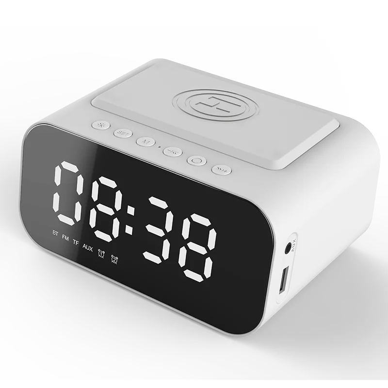 Reloj Despertador Digital Bluetooth con Radio FM y Carga Inalámbrica