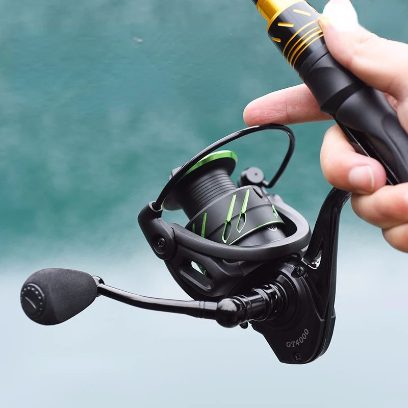 Rueda giratoria de Metal de larga distancia, accesorios de pesca de poste de mar sin huecos, 13 + 1 eje ligero, Serie 2000-7000 - imagen 2