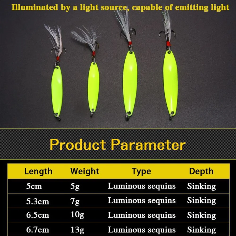 1 Uds 5g 7g 10g 13g Metal luminoso trucha cuchara de señuelo de pesca cebo duro ganchos agudos lentejuelas Wobbler Artificial Isca de pesca - imagen 2