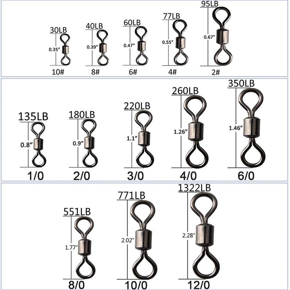 Barril de pesca de acero inoxidable, rodamiento giratorio con anillo sólido, Conector de señuelo, accesorios de aparejos de pesca, 50 Uds. - imagen 3