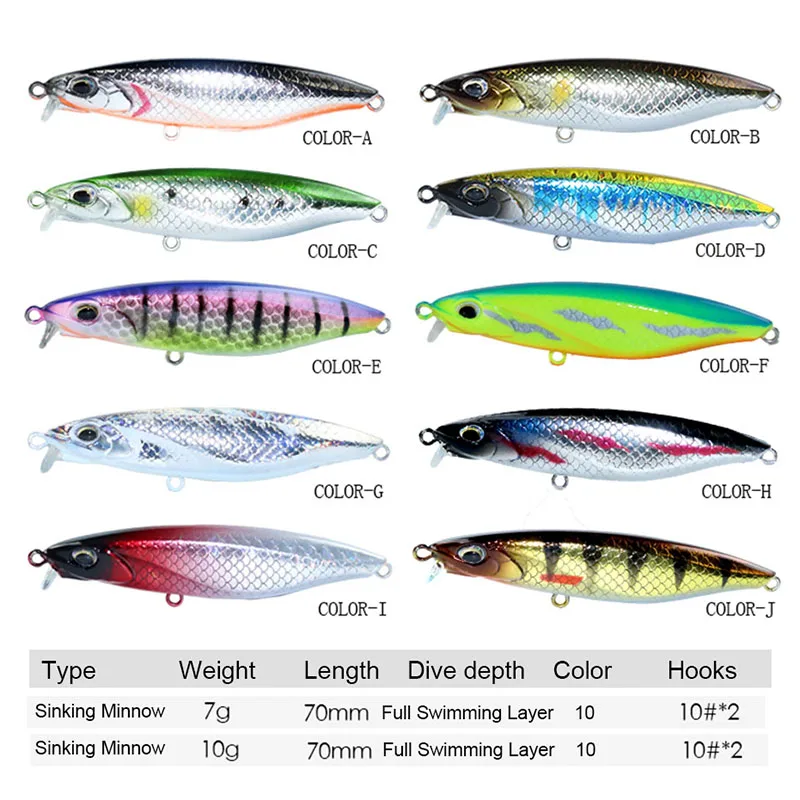 HISTOLURE-señuelo duro de pesca, cebo de 70mm, 7g, 10g, para piscardo que se hunde, Jerkbait, Wobbler, trucha - imagen 3