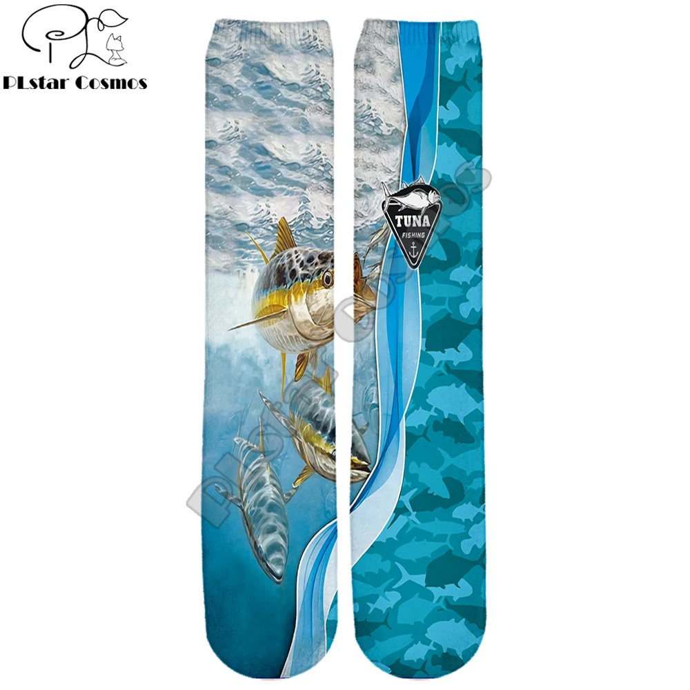 PLstar Cosmos marca calcetines Envío Directo 2021 nueva moda calcetines para hombre Cool atún pesca 3D impreso Unisex Casual hasta la rodilla calcetín