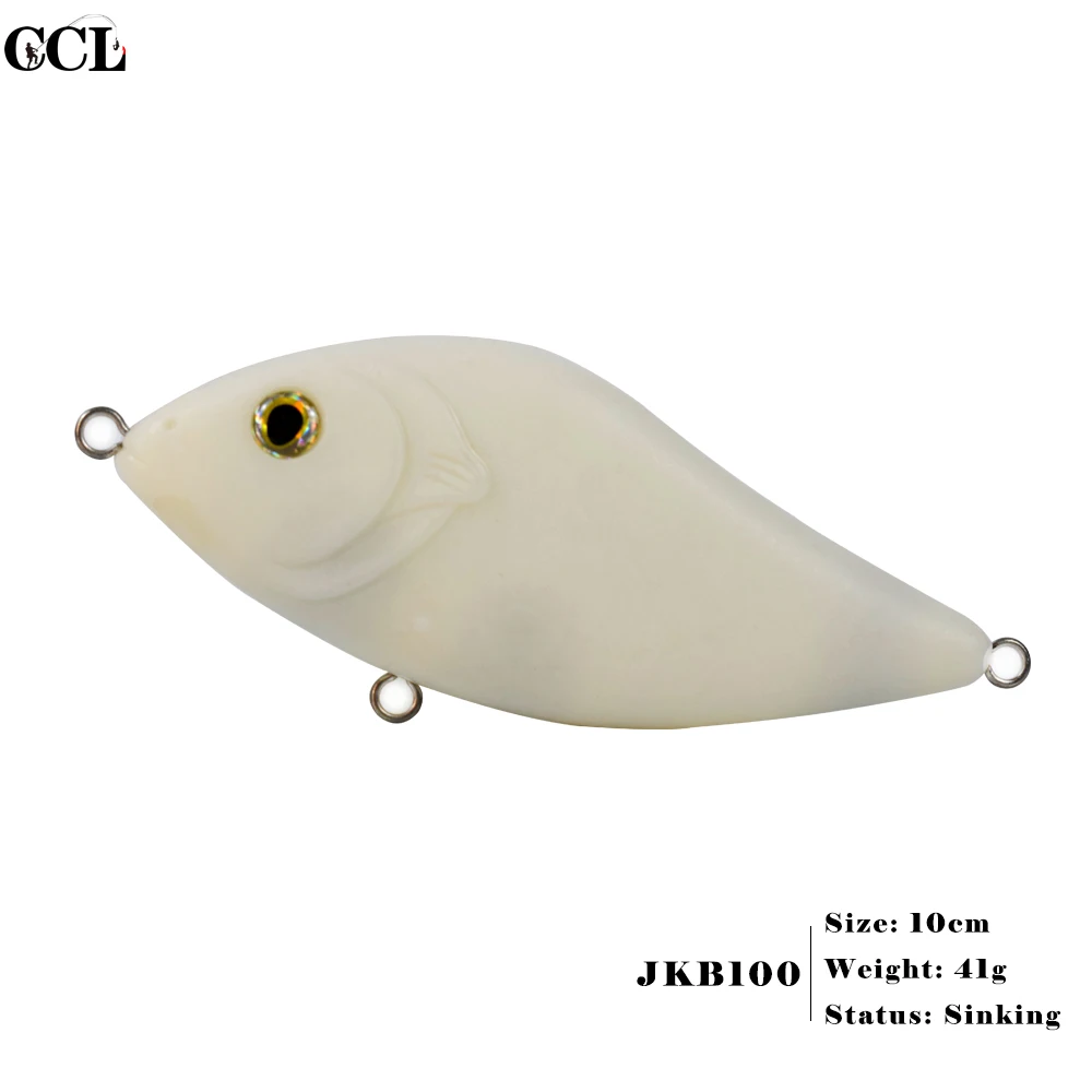 CCLTBA-Cebo Jerkbait en blanco para pesca de Lucio, sonajero de hundimiento lento, planeador sin pintar, aparejos de pesca Wobbler, 10cm, 41g - imagen 2