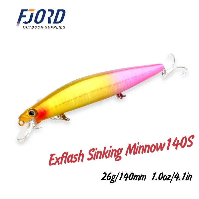 FJORD 140mm 26g hundimiento pececillo negro agua salada lubina Pike cebos duros de fundición larga cebos artificiales de tungsteno equipos de pesca