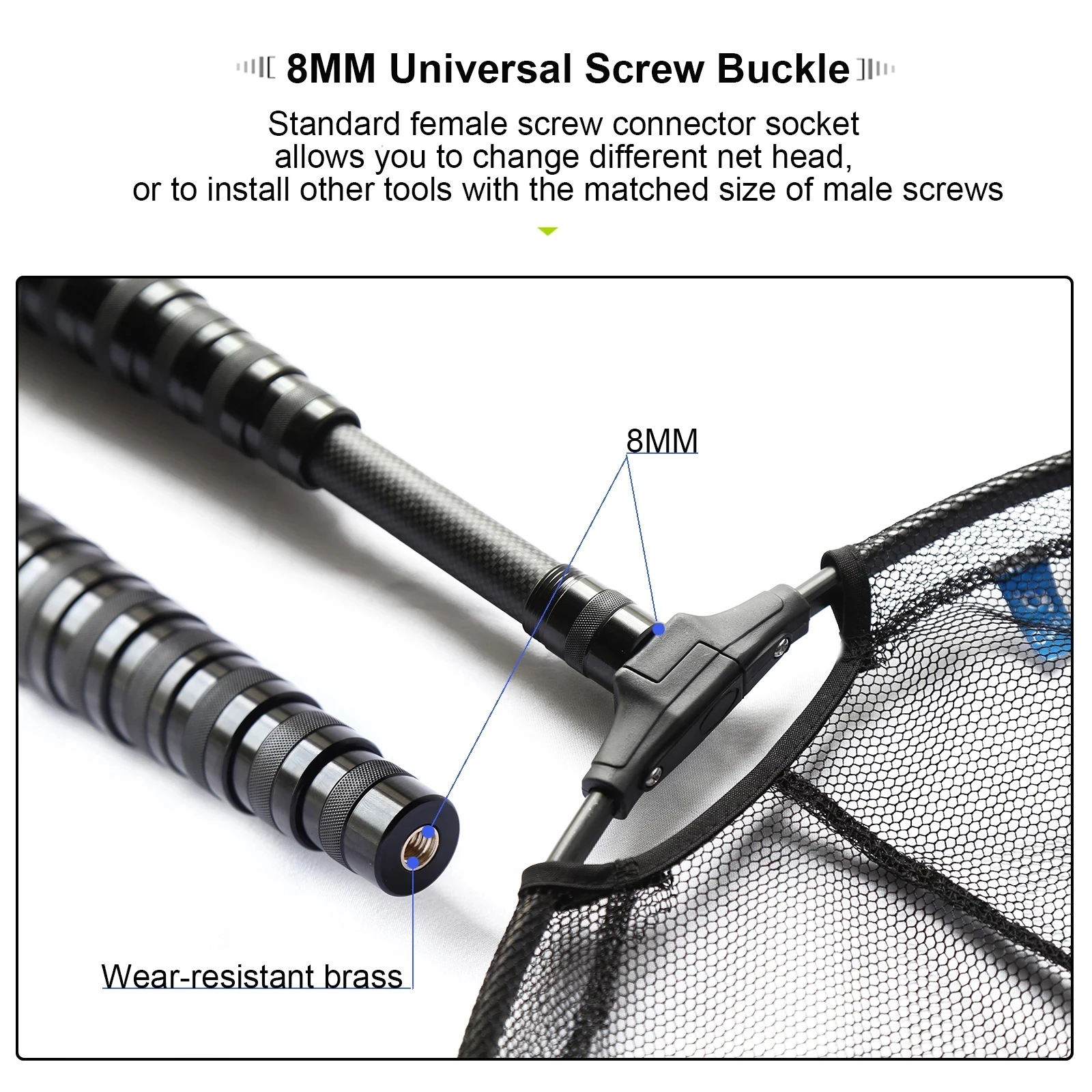 Red de pesca plegable, poste de carbono, ultraligero, retráctil, telescópica, de mano, 1,8-3,45 m - imagen 3