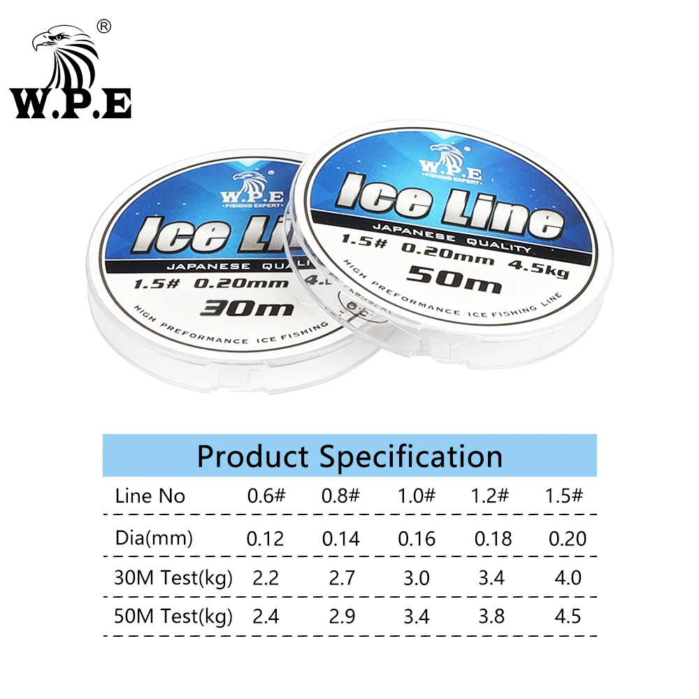 W.P.E Sedal de Pesca en Hielo Nylon Japonés Monofilamento - imagen 5