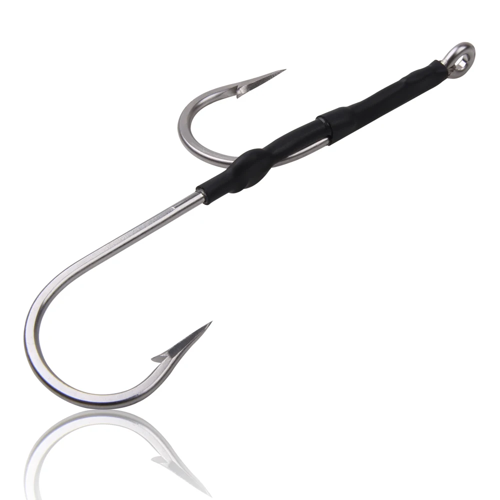 Anzuelos de asistencia para pesca, anzuelos afilados de acero inoxidable para pesca de tiburón, para rodapiés, señuelos de arrastre, tamaño 6/0-13/0, 5 unidades - imagen 5