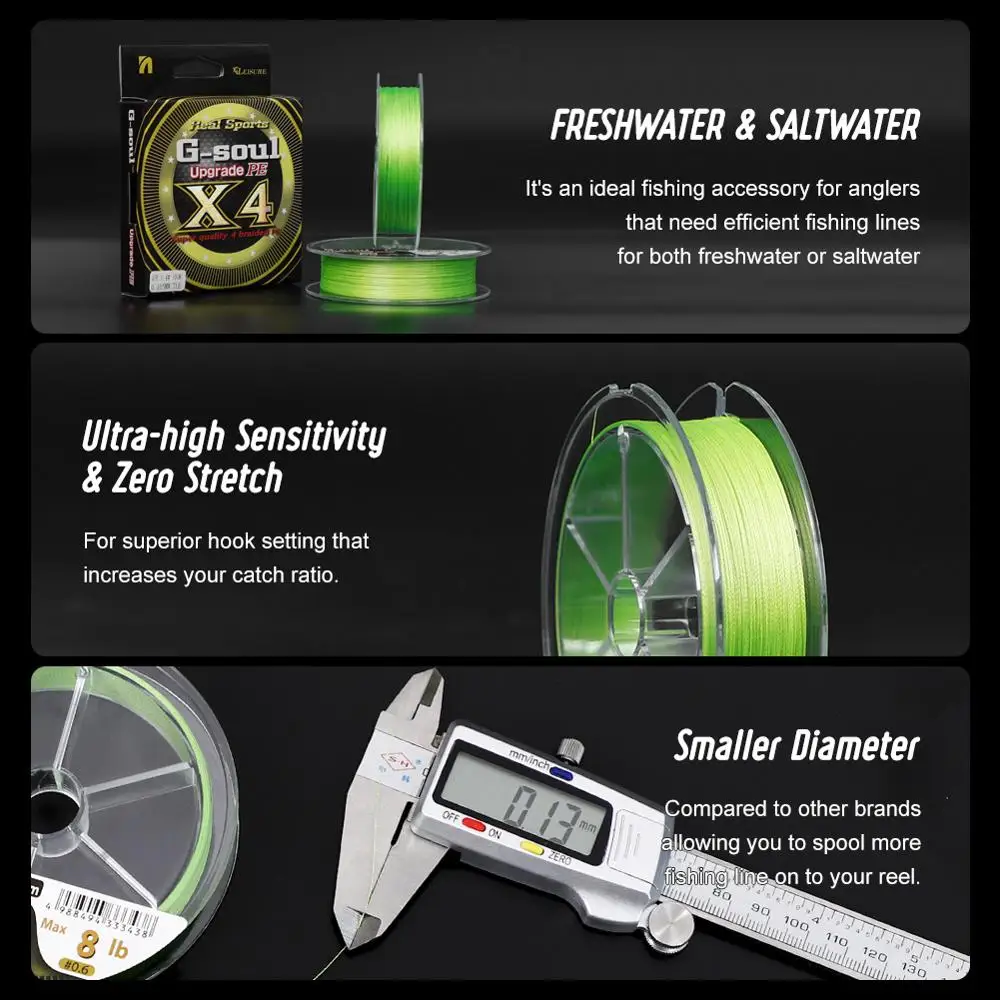 NOEBY 100m 300m línea de pesca PE 4 hilo trenzado hilo de alambre 7-80LB redecilla para pesca en el mar pesca de invierno línea de PE 4 aparejos - imagen 4