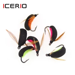 ICERIO anzuelo de espuma similar al escarabajo, anzuelo de atado de moscas húmedas y secas, aparejo de cremallera para pesca de carpa, trucha, señuelo de mosca, 3 uds.