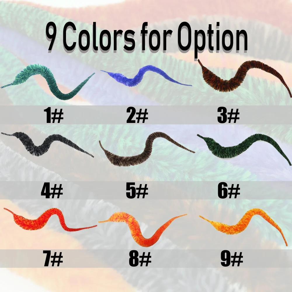 Bimoo 50 Uds atado de moscas Mangum cola de dragón Pike Muskie Steelhead agua salada Baitfish Fly Snake Wiggle Material de cola chenilla - imagen 5