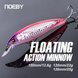 Noeby 100mmm 14g 120mm 22g Jerkbait Señuelos de Pesca pececillo flotante Wobblers de fundición larga cebo Artificial para lubina señuelo de pesca de mar