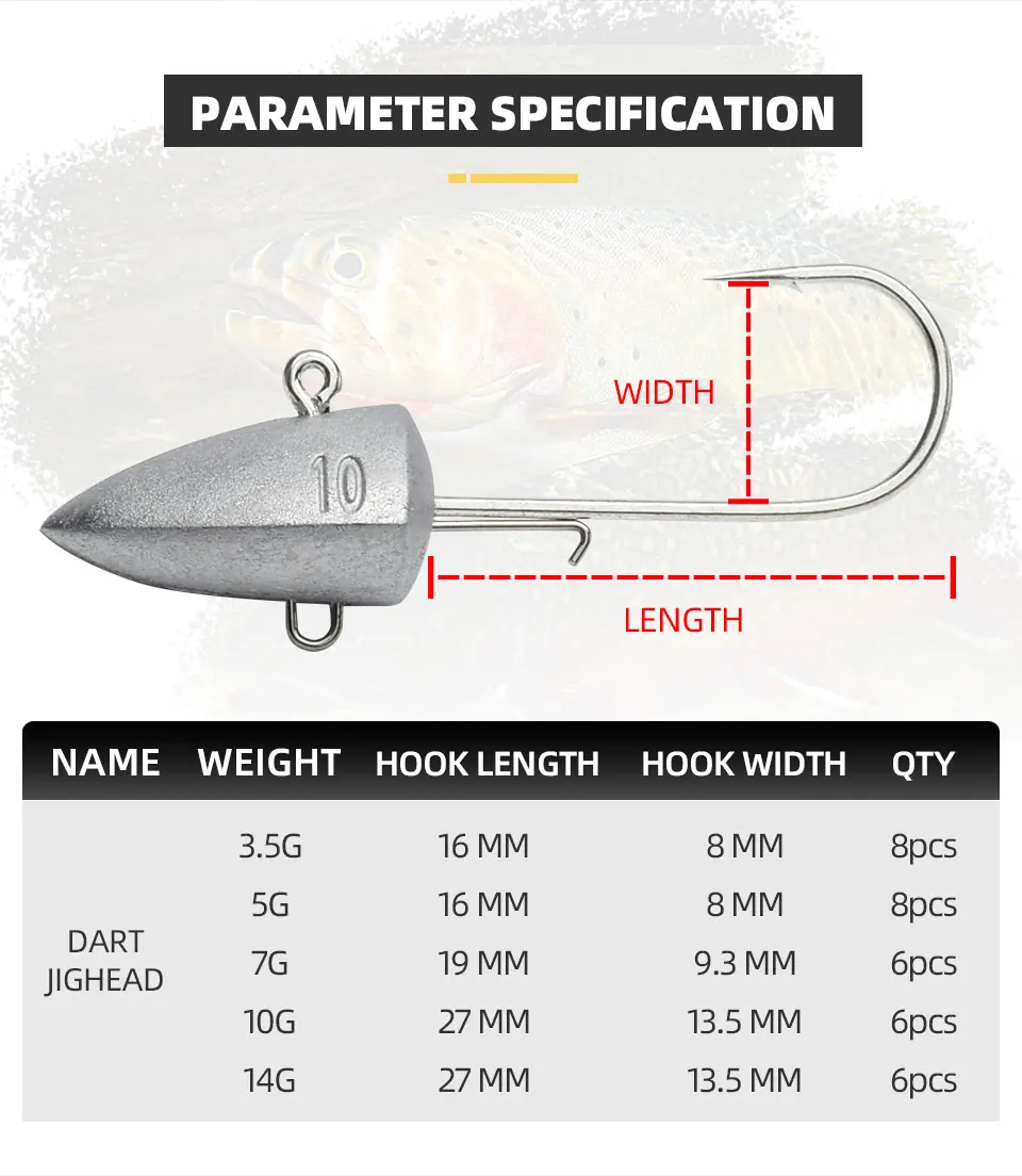 Dart Jighead - Movimiento en agua
