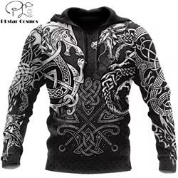 Fenrir-Sudadera con capucha de Lobo y dragón para hombre, ropa de calle Unisex con estampado 3D de tatuaje, jersey con cremallera, chaqueta informal, chándal KJ0197