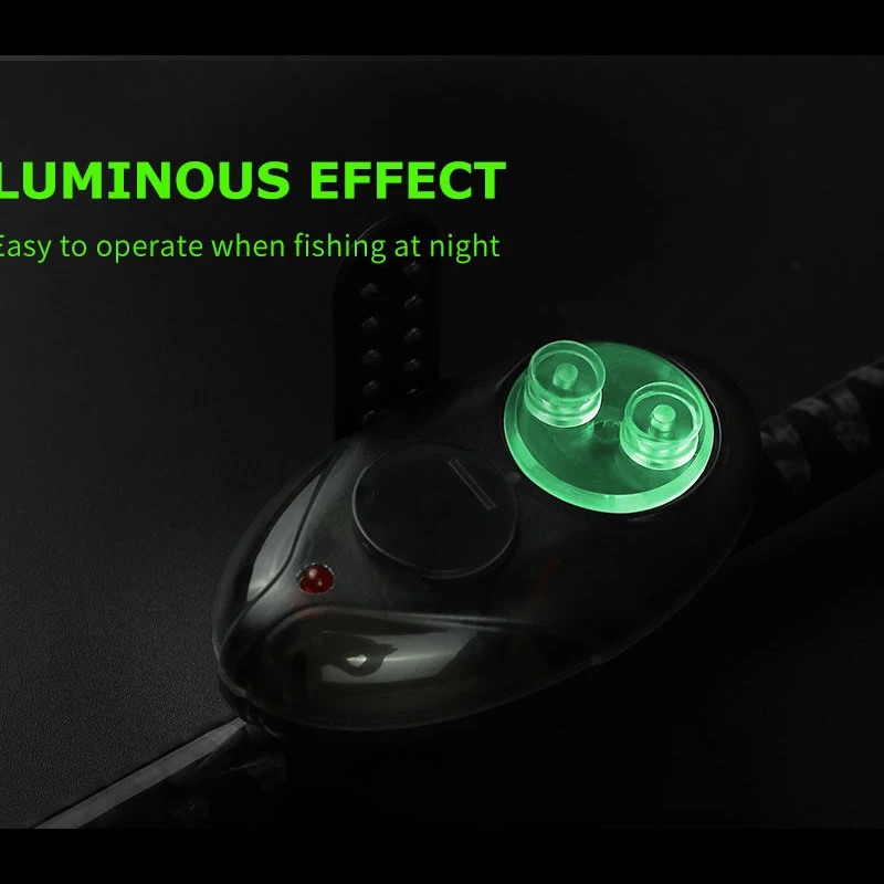 LINNHUE-alarma de pesca, indicador de luz LED, alarma electrónica de mordedura de pesca, amortiguador inalámbrico, alarma de sonido negro, pesca nocturna de carpa, 1 ud. - imagen 5