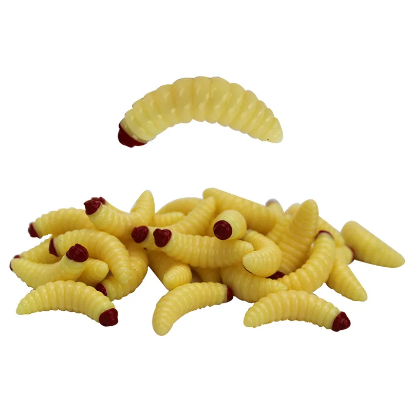 Señuelo de gusano de pesca, cabeza de Color de inmersión, cebo suave, gusanos de comida, señuelos de simulación artificiales, anzuelo de captura, cebo de carpa con musgo, bolsa de 50 piezas - imagen 4