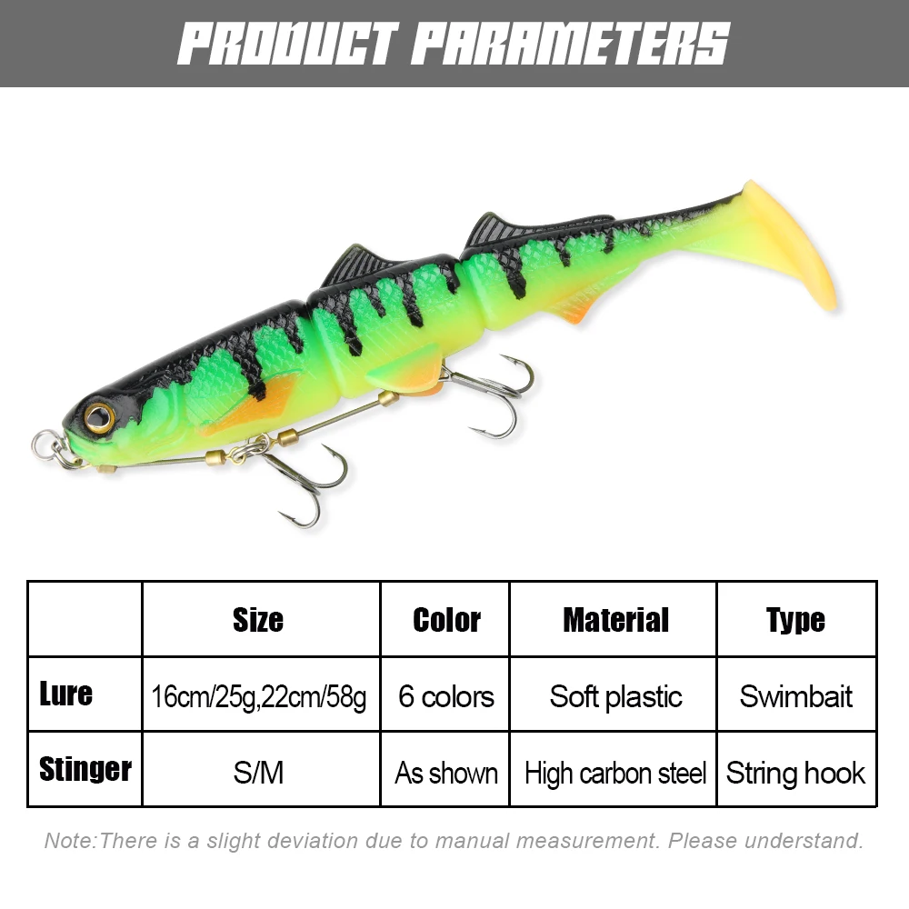 Spinpoler-anzuelo de pesca con señuelo suave 3D Swimbait, cola en T para Zander Pike Big Game Fish - imagen 5