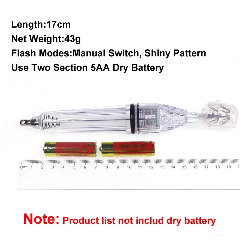 Señuelo de calamar LED con batería 5AA, 12cm, 17cm, gota profunda, pesca en el mar, calamar, pulpo, sepia, paraguas, gancho para atraer la luz de pesca, 1 ud. - imagen 4
