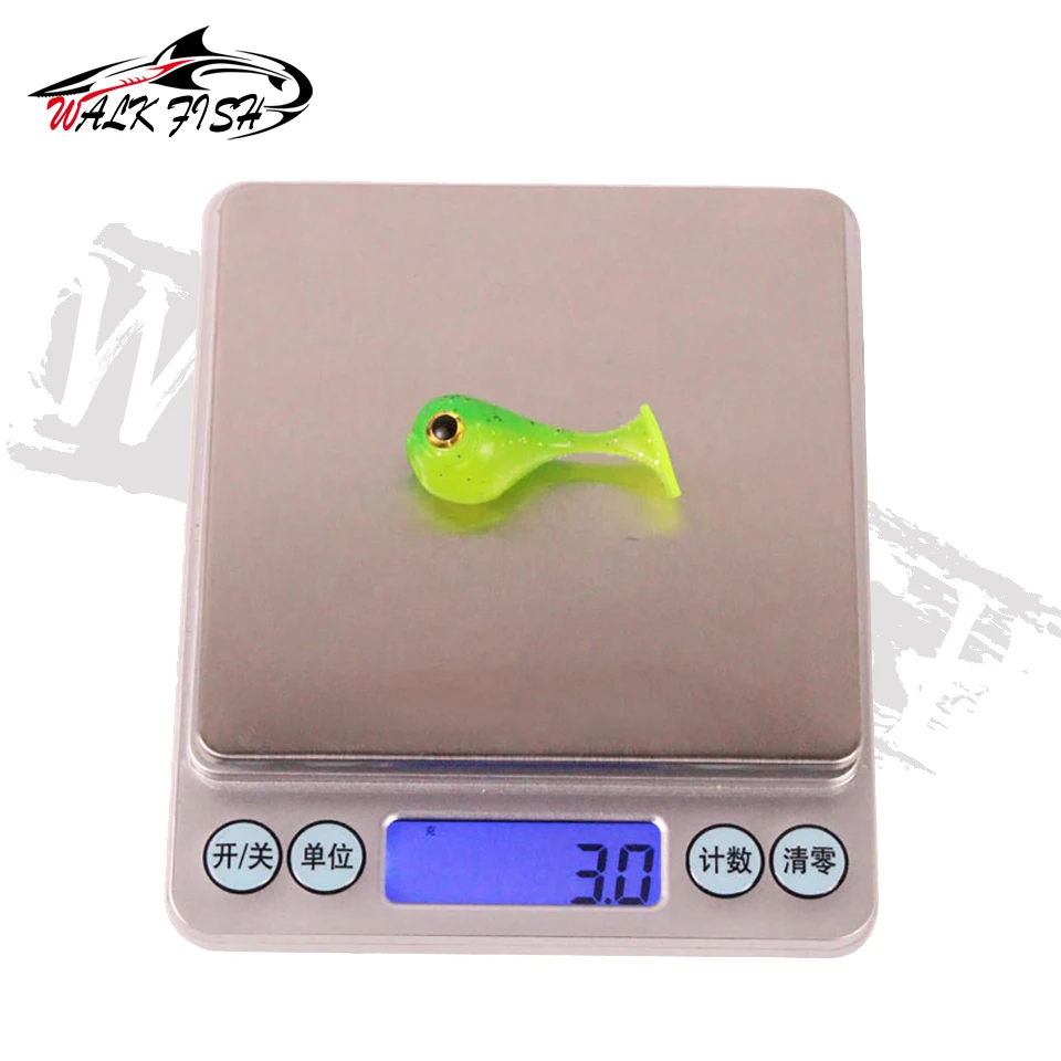 WALK FISH-SEÑUELOS blandos de cola en T, cebo de silicona de 4,5 cm, 3g, productos para pesca en el mar, Swimbait, aparejos de Wobblers de doble color, 6 uds. - imagen 5