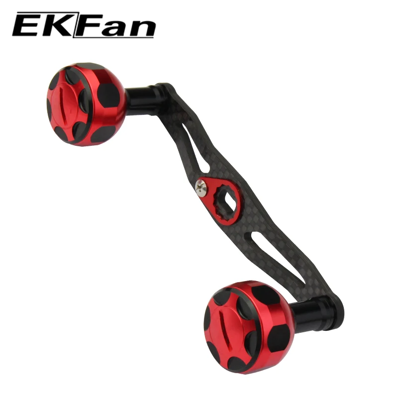 EKFan 1 pieza de longitud 107mm 8*5mm tamaño del agujero mango de carrete de pesca perilla de aleación de aluminio con fibra de carbono para carrete de Baitcasting - imagen 2