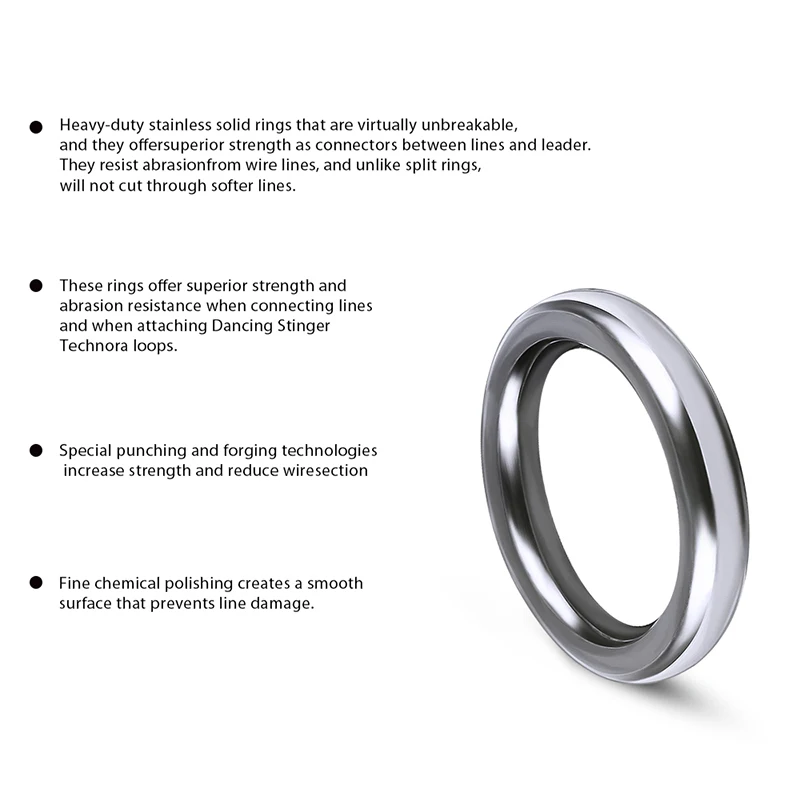 PROBEROS 50 anillos sólidos de pesca de acero inoxidable 304 1 # -5 # Anillos sin costuras de alta resistencia, plantilla de pulido de metales, aparejos de anillos de pesca - imagen 4