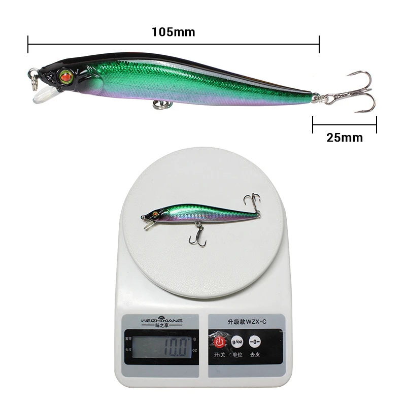 Señuelo de pesca flotante Minnow, cebo duro Artificial para curricán de lubina, Wobblers, Crankbait, Lucio, Carpa, aparejos de pesca, 10,5 cm, 10g - imagen 3