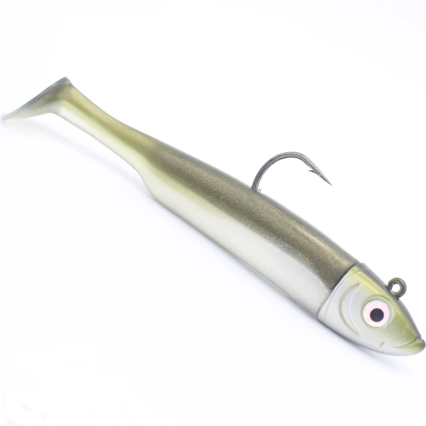 Juego de 2 cebos de pesca de agua salada en 30g, 11,5 cm, señuelo suave con cola de paleta para pez roca, atún, pez plano, puntas de pez grande, Señuelos de Pesca - imagen 3