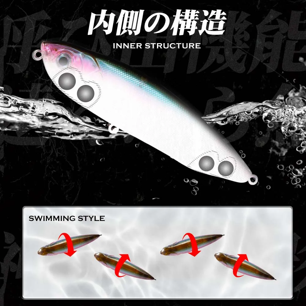 Hunthouse WTD-señuelo de pesca con lápiz, 100, 120mm, 19 y 32g, cebo duro Artificial flotante, Wobbler de superficie para aparejos de pesca azul y lubina - imagen 4