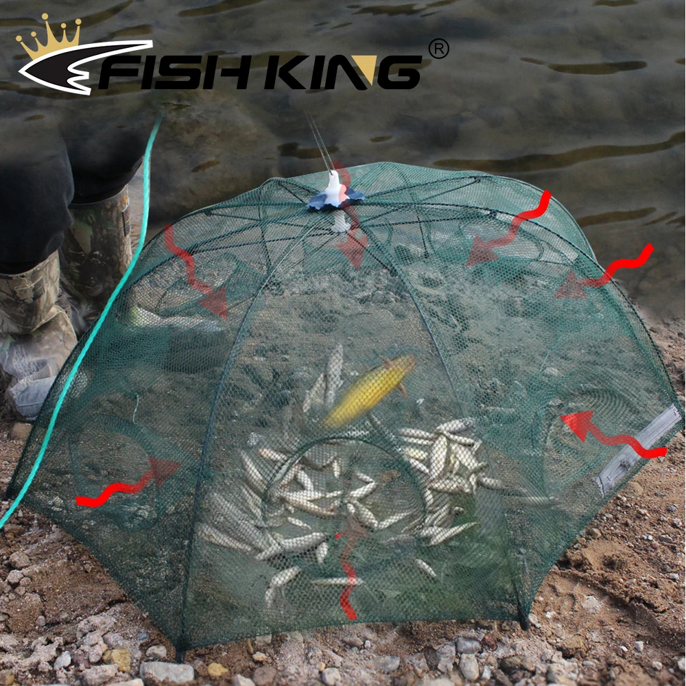 FISH KING-red de pesca automática reforzada, jaula para camarones, trampa plegable para peces, fundición plegable, 6 agujeros, 8 agujeros, 9 agujeros - imagen 5