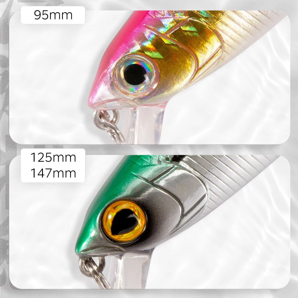 Señuelo de pesca Hunthouse Smith Saruna Minnow, cebos duros, bolas de sonajero flexibles flotantes de 0-0,8 m, 95/125/147mm para peces, lubina, Lucio - imagen 5