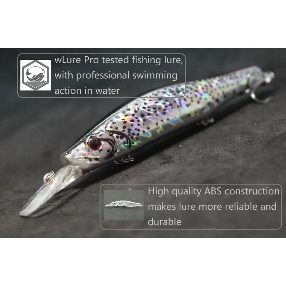 WLure-señuelo de pesca de 13,5 cm, 19g, cebo de Lucio DE ACCIÓN oscilante ancha, flotante rápido, 2 metros de profundidad, 3 anzuelos triples de mar, M629 - imagen 4