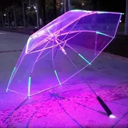 Paraguas de noche de lluvia y sol a prueba de viento con luz LED de flash colorido creativo