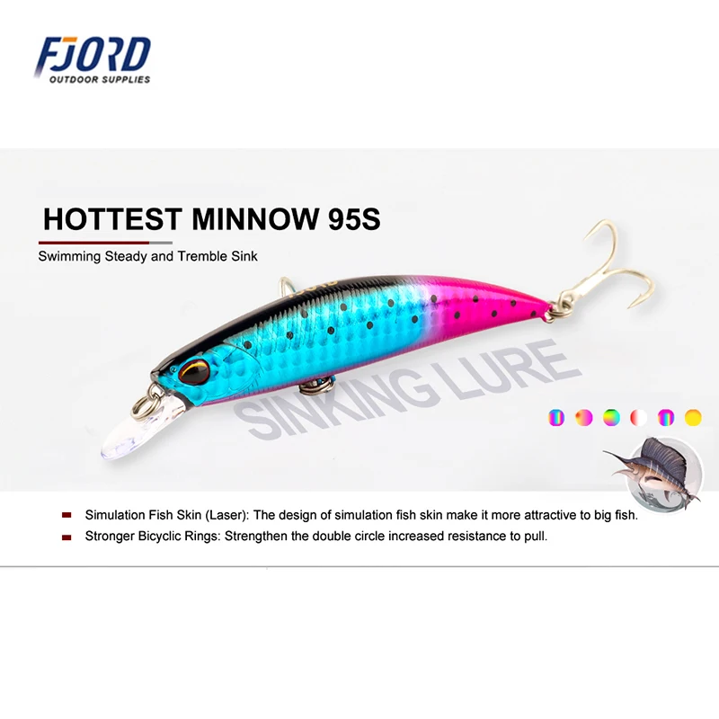 FJORD-señuelo de pesca Jerkbait de 95mm y 22g, cebo Artificial para pescar en el mar, accesorio para curricán japonés, artículos de pesca