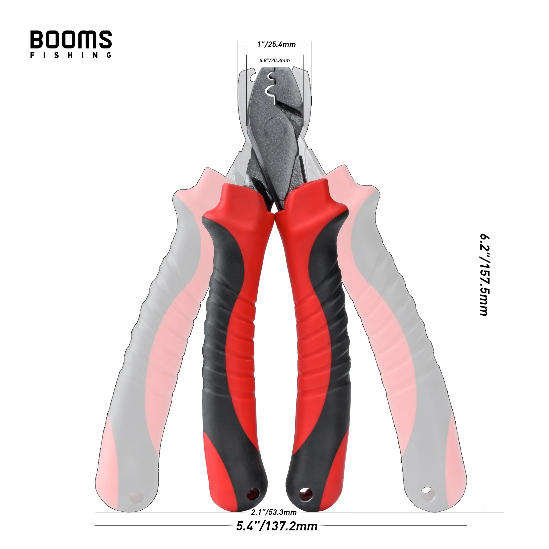 Booms Fishing CP2, alicates de engaste de pesca para mangas de un solo barril, herramientas, caja de aparejos de pesca, accesorios