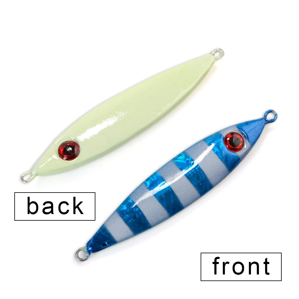 FISH KING 1 unidad 30G/40g/60G ojos 3D cuerpo láser parte trasera luminosa plantilla de Metal señuelo Paillette cuchillo cebo duro Artificial señuelo de pesca de mar - imagen 4