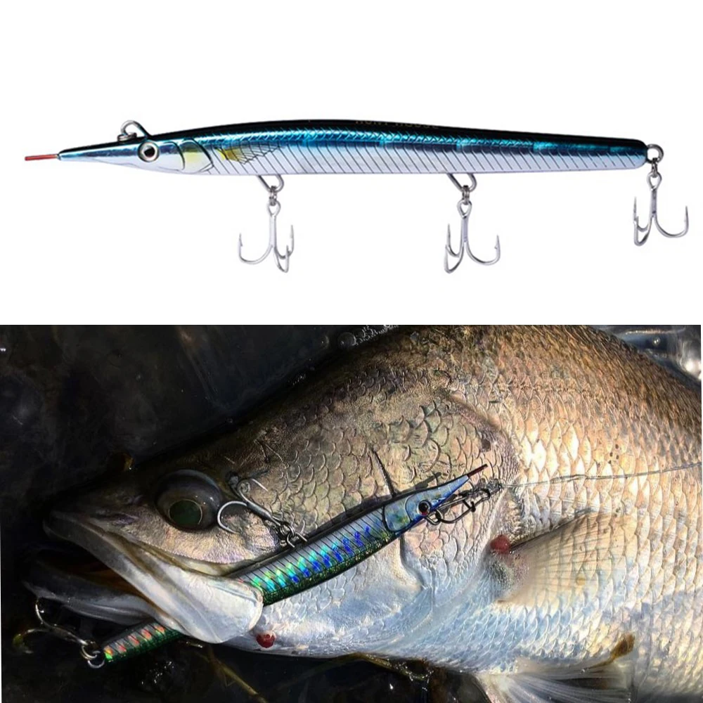 Señuelo de pesca con lápiz de hundimiento con aguja sayoris, cebo adhesivo de 140mm/180mm, hunthouse, salto, garfish, sphyraena para peces, lubina, LW504 - imagen 3