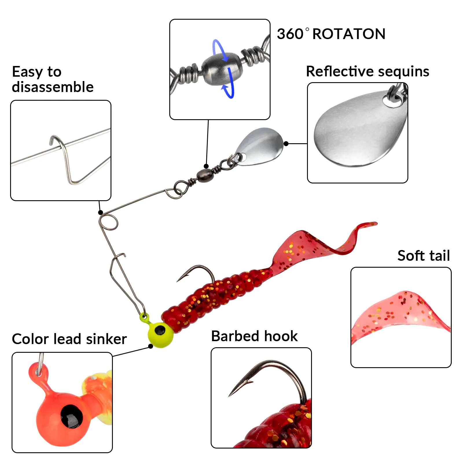 10 Uds 4,28g 4,2g Spinnerbait Jigs Spinner señuelos cuchara de Metal cebo suave de silicona Wobbler cebos artificiales gancho para Lucio - imagen 3
