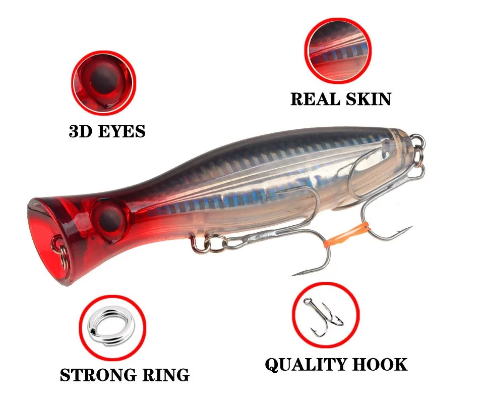 Señuelo de Pesca Popper grande, 8 colores, 12cm, 40g, Crankbait Iscas, Wobblers artificiales, cebo duro ABS, Pesca, lubina, carpa, Lucio, aparejos de Pesca - imagen 2