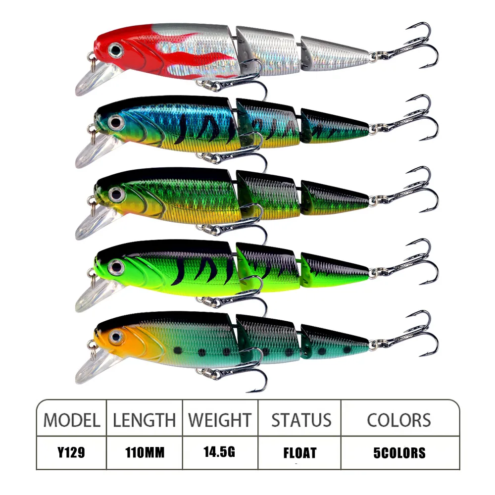 Señuelo de pesca duro de lubina de múltiples secciones, ojo de pez 3D, Crankbaits, pececillo falso, cebo Artificial, traje para pesca de carpa, aparejos, 1 pieza - imagen 2