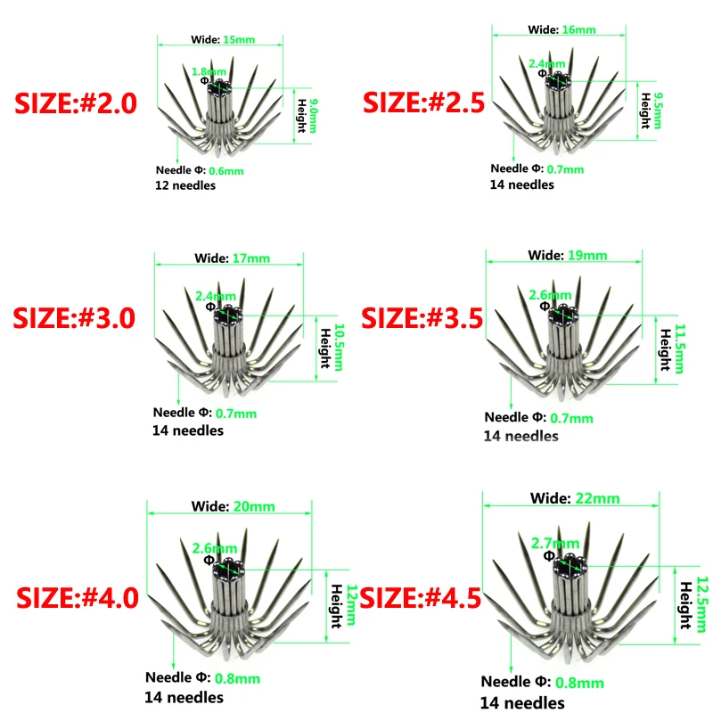 Anzuelos de paraguas para pesca, anzuelos de calamar para el mar, 20 unidades, 2,0 #-4,5 # - imagen 4