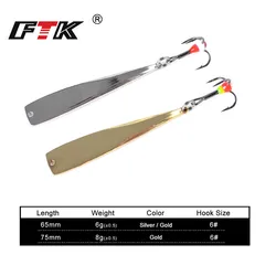 FTK Cuchara vertical anzuelo triple - Pesca en hielo dorada/plateada