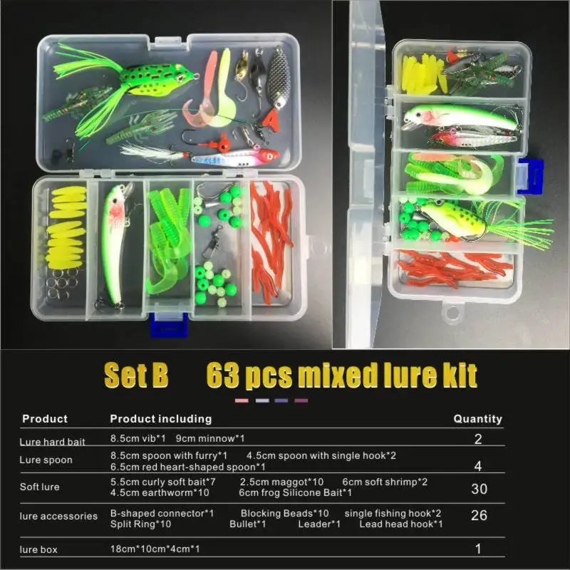 Juego de Señuelos de Pesca de 18/63/112/121 piezas, Kit de señuelos blandos mixtos, cucharas de plantilla de Metal, cebo Artificial, Pesca - imagen 5