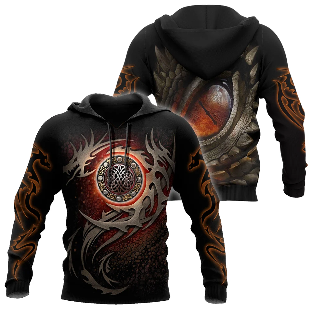 Armadura tatuaje y mazmorra dragón 3D impreso Unisex Deluxe Sudadera con capucha hombres sudadera Zip pulóver chaqueta Casual chándal KJ0279 - imagen 3
