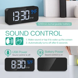 Despertador LED ORIA con Termómetro, Control Vocal y Retroiluminación