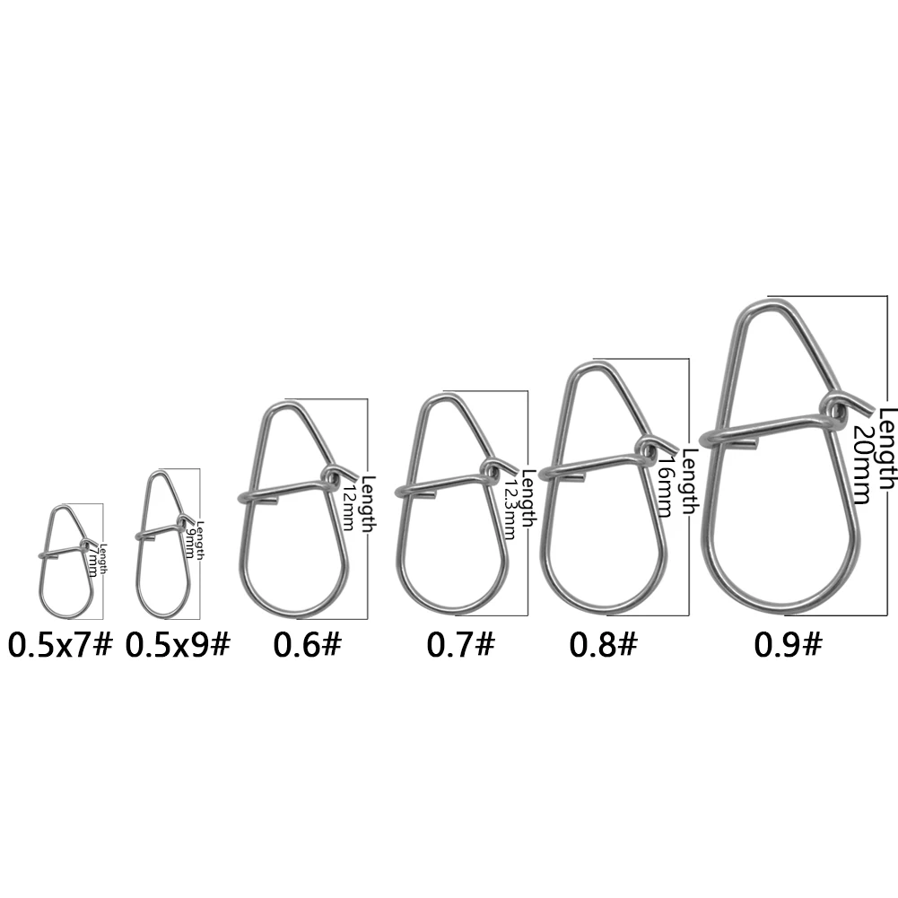 Gancho giratorio de acero inoxidable tipo calabaza, anillos de seguridad, broches de Clip de bloqueo rápido, herramienta de aparejos de pesca, 50-100 unids/caja - imagen 3