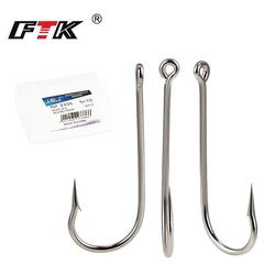 FTK SEA doblada redonda 2335 níquel anzuelo de mar anillado grande 10 # -20 #   100 unids/caja anzuelos de Noruega para aparejos de pesca con anzuelo de carpa Jigging