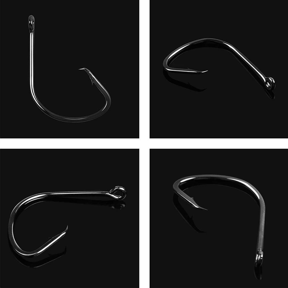 Anzuelos de pesca circulares de acero al carbono, 160 unids/caja, afilados, deportivos, para agua salada y dulce - imagen 4