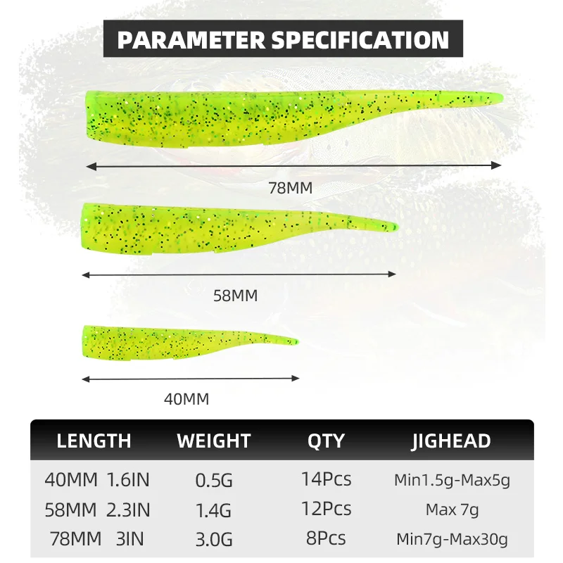 BLUX-Cebo suave de gusano de dardo, señuelo de pesca giratorio de silicona Jighead de 58MM y 78MM, aparejos artificiales de lubina de agua dulce y salada, nuevo - imagen 3