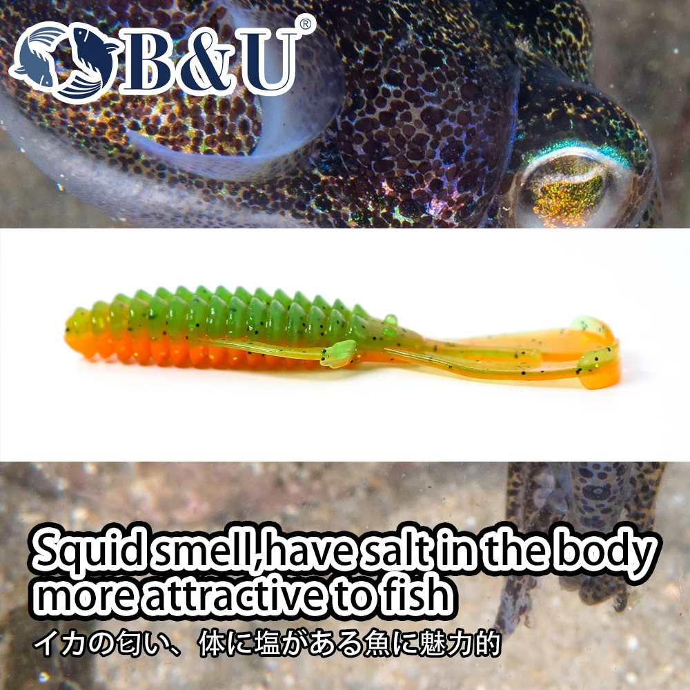 B & U RGBUG 76mm 120mm pesca señuelo suave Jig Wobblers Swimbait cebos de silicona camarones lubina perca señuelo Artificial Craws cebo - imagen 4