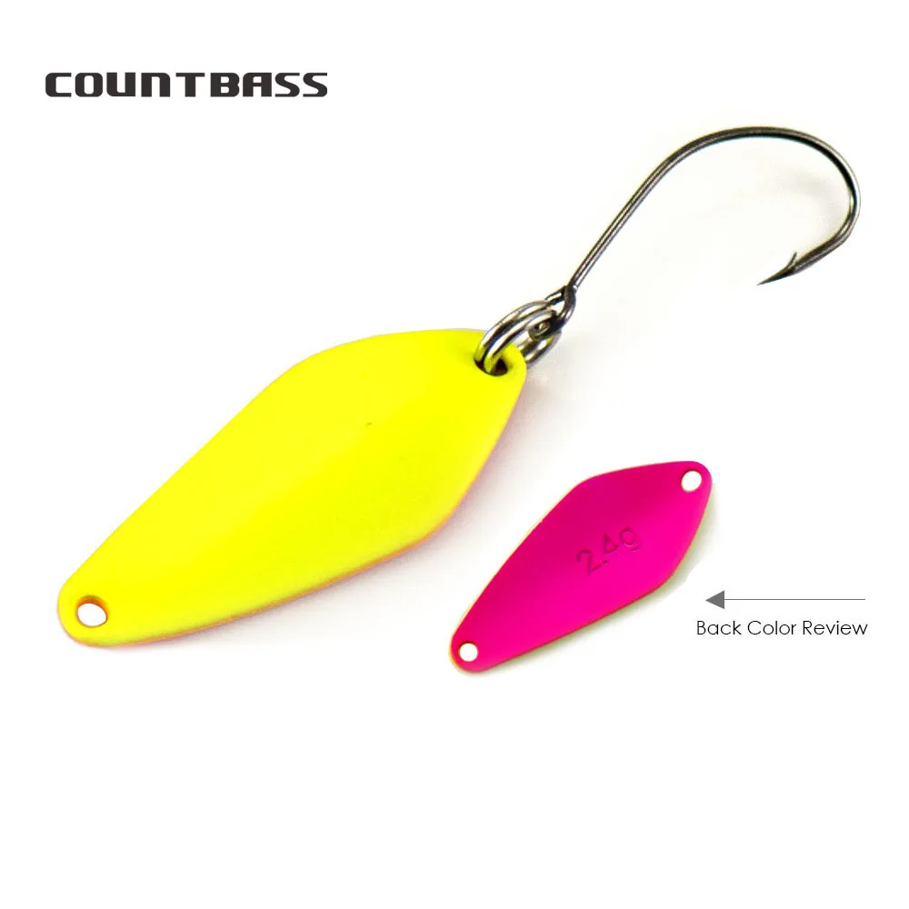 Cucharas de pesca de trucha COUNTBASS, 2,4g, 3/32oz, señuelo de Metal fundido para salmón, lubina, Lucio, cebo de Metal de latón