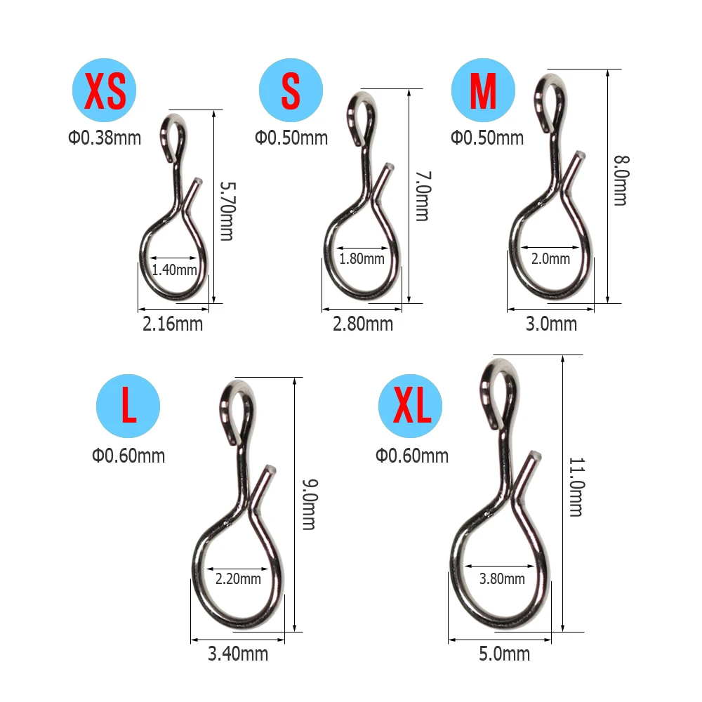 ICERIO conector de broches de pesca con mosca, cambio rápido para anzuelos y señuelos, accesorios de moscas, 50 Uds.
